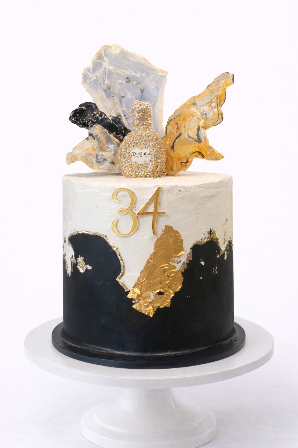 Black and Gold 34th Birthday Cake