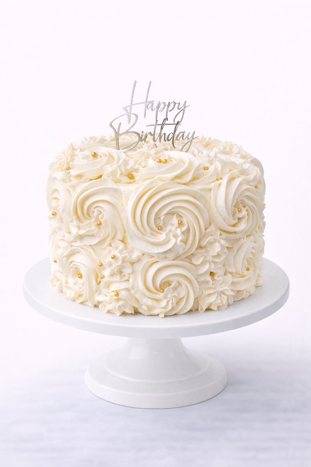 White Rosette Birthday Cake
