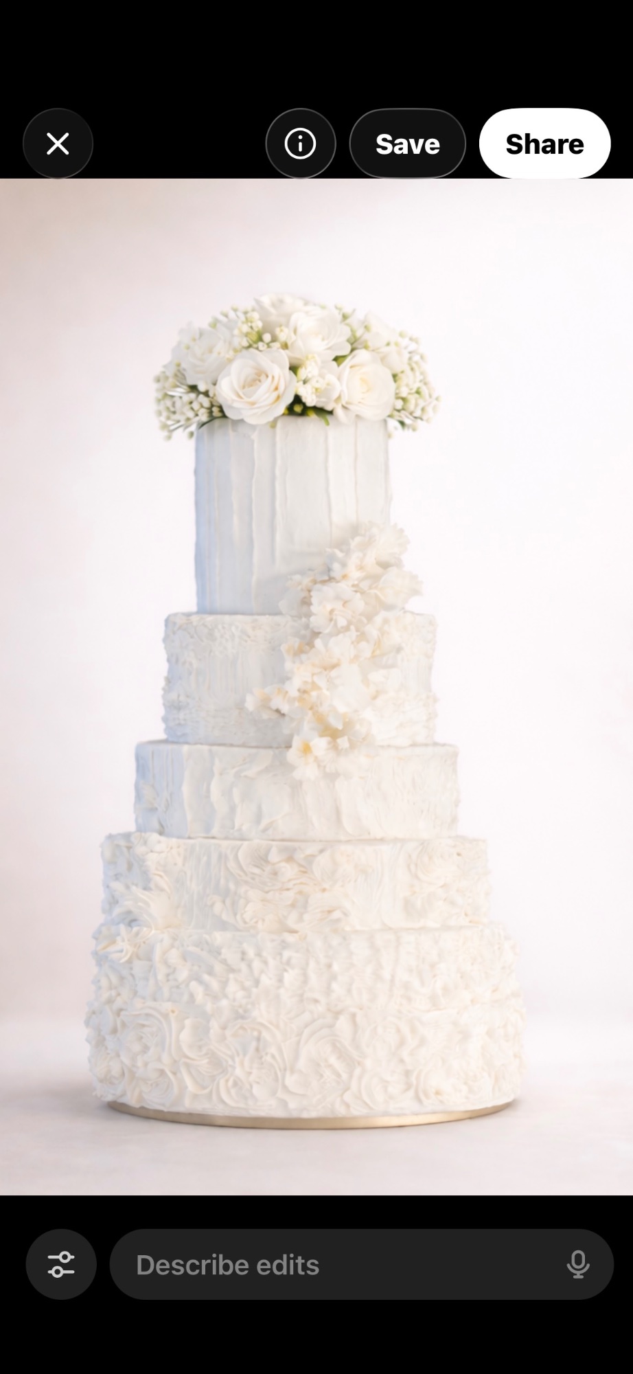 Elegant White Wedding Cake with Flowers