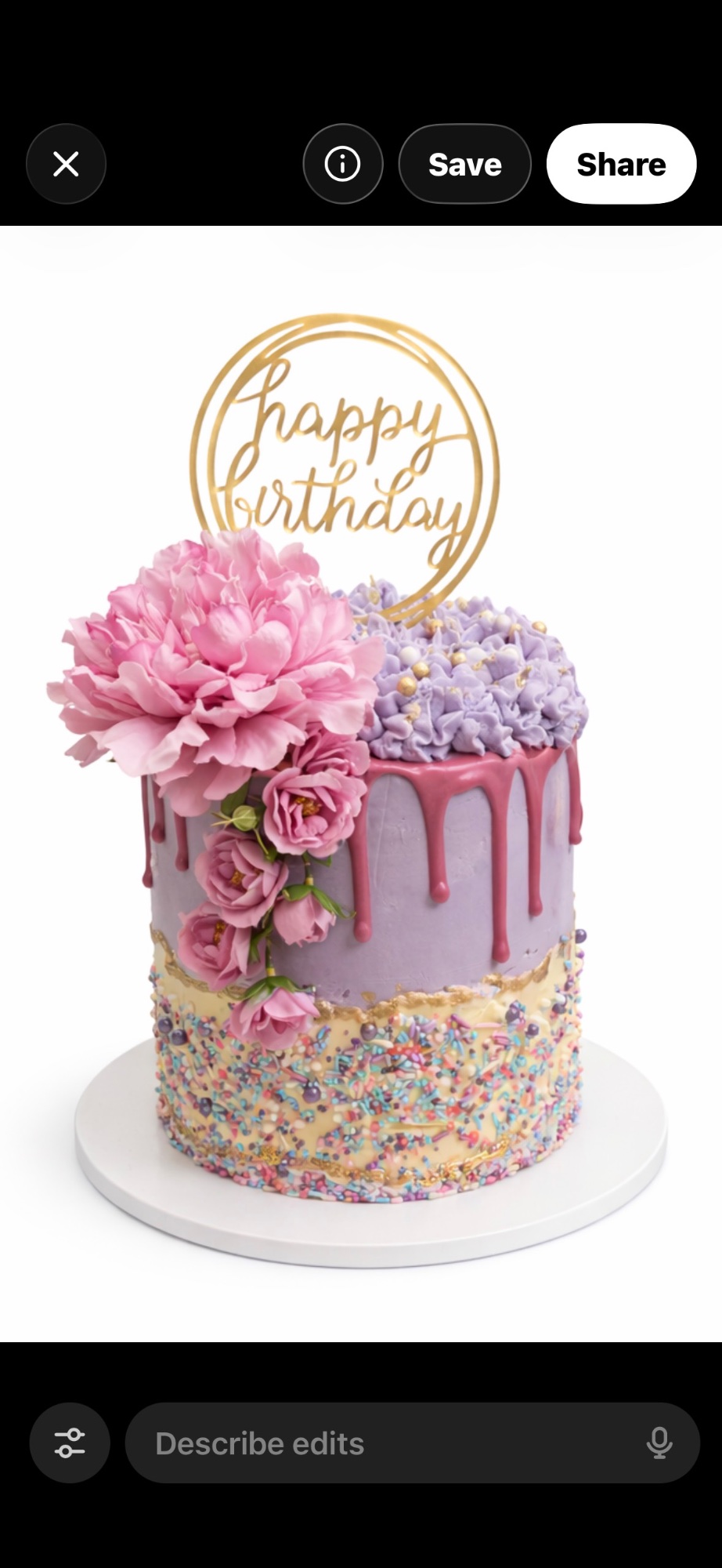 Purple Birthday Drip Cake